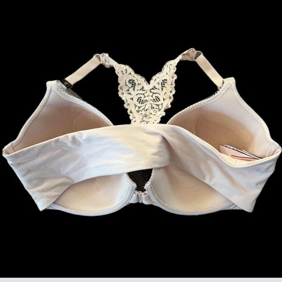 Victorias Secret Body Lined Demi Supersoft Smooth Lace Racerback Bra Champagne - Picture 4 of 7